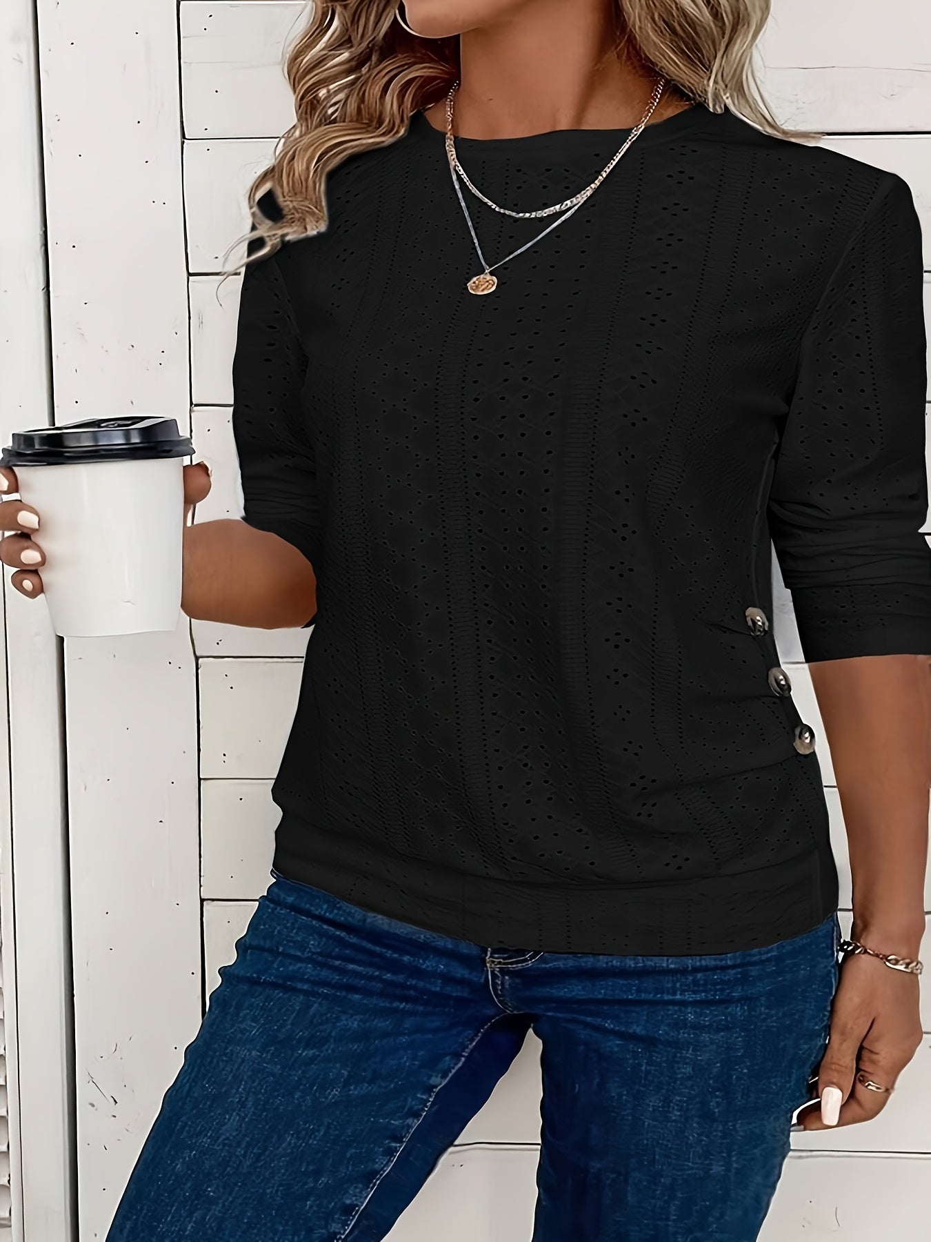 Women's Essential T-Shirt - Crew Neck Long Sleeve – Sizes S–XXL – view 6