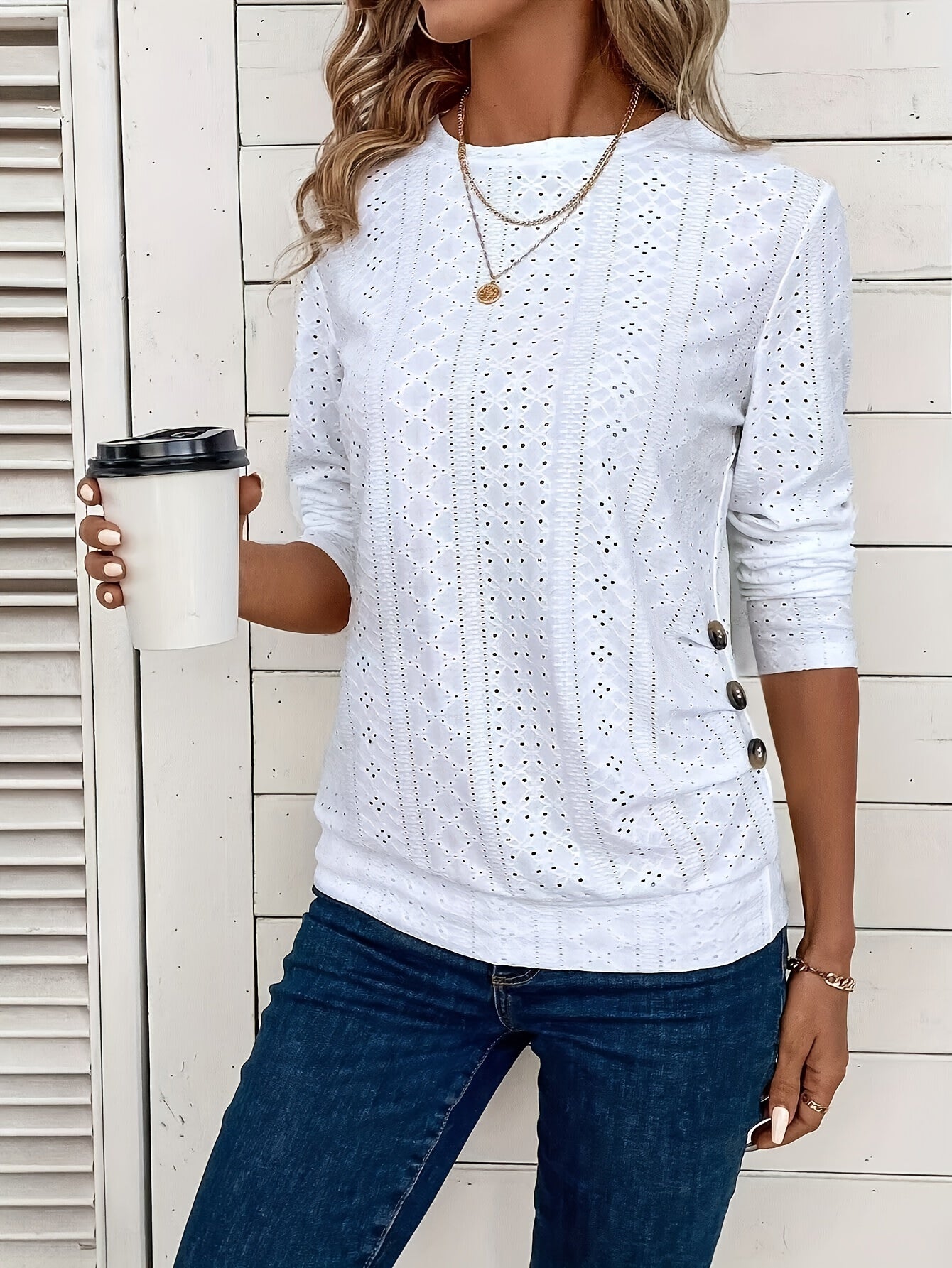 Women's Essential T-Shirt - Crew Neck Long Sleeve – Sizes S–XXL detail view