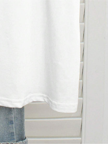 Women's Essential T-Shirt - Crew Neck Short Sleeve – White detail view