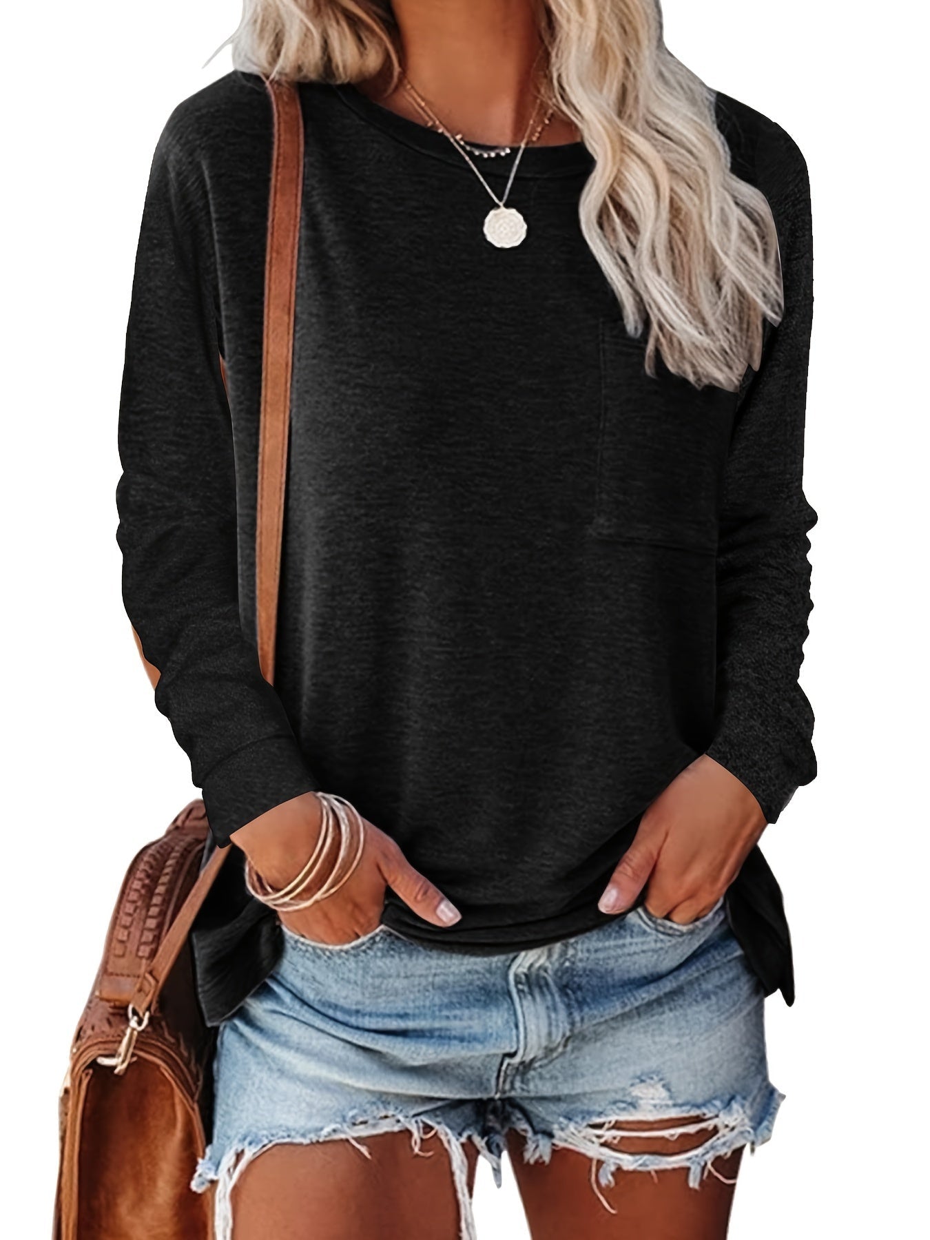 Women's Essential T-Shirt - Round Neck Long Sleeve – 15-Variant Selection detail view