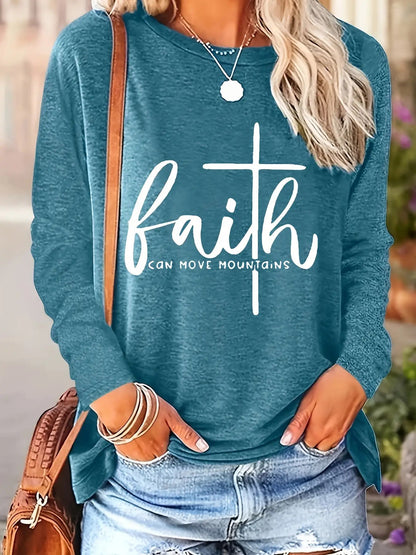 Women's Essential T-Shirt - Round Neck Long Sleeve – Blue / Pink – view 14