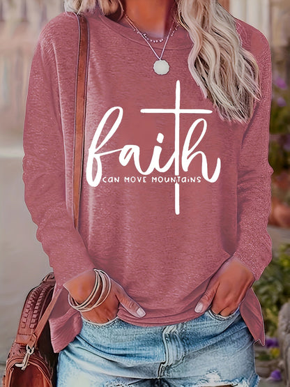 Women's Essential T-Shirt - Round Neck Long Sleeve – Blue / Pink – Blue option – view 3