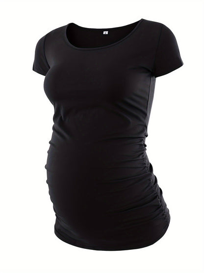 Women's Essential T-Shirt - Round Neck Short Sleeve – Black / Dark Green detail view
