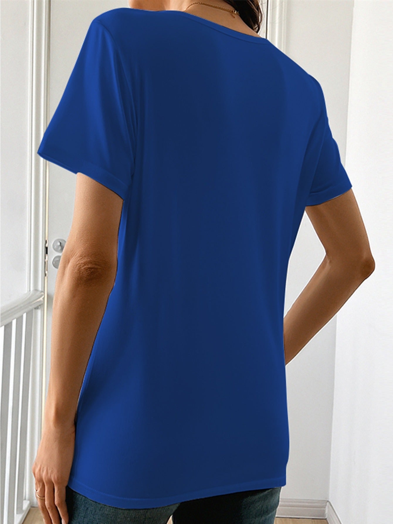 Women's Essential T-Shirt - Round Neck Short Sleeve – Burgundy / Deep Grey detail view