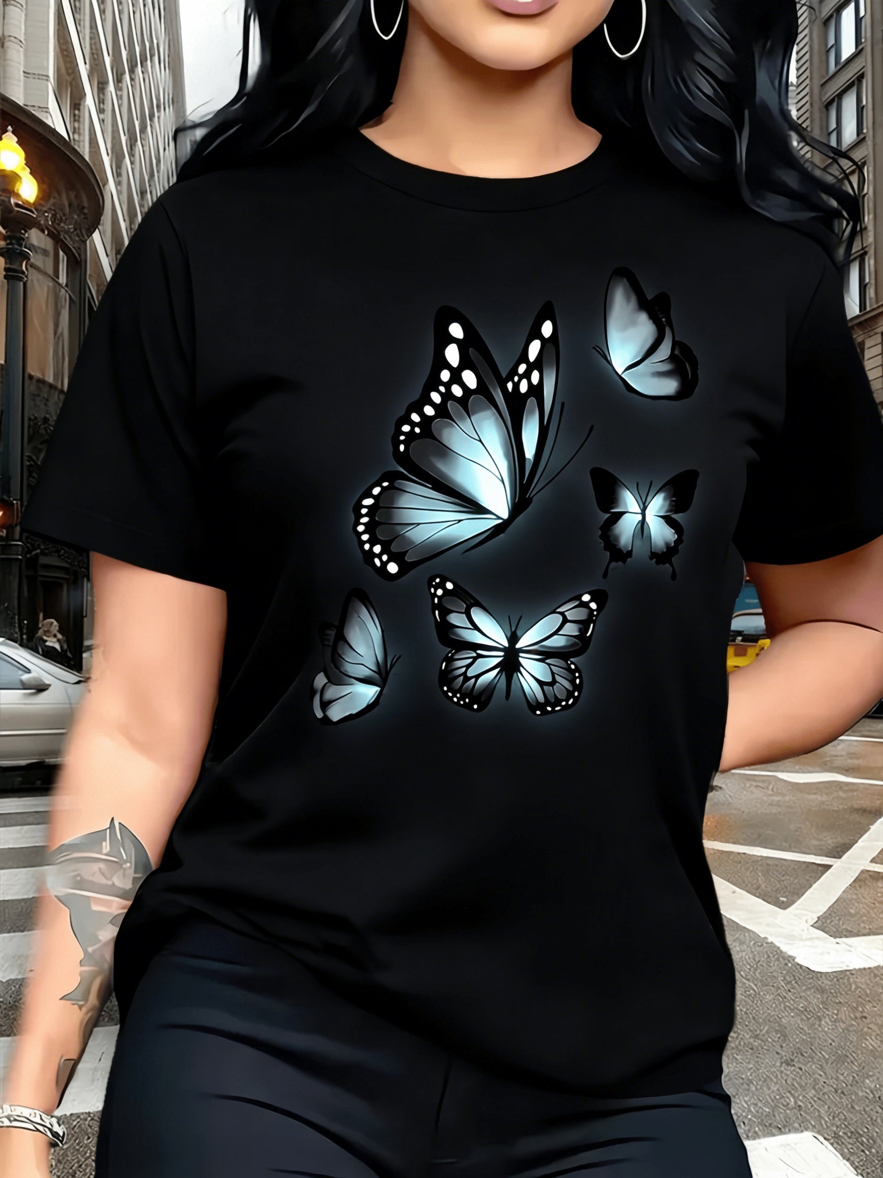 Women's Essential T-Shirt - Round Neck Short Sleeve – Dark Gray / White detail view