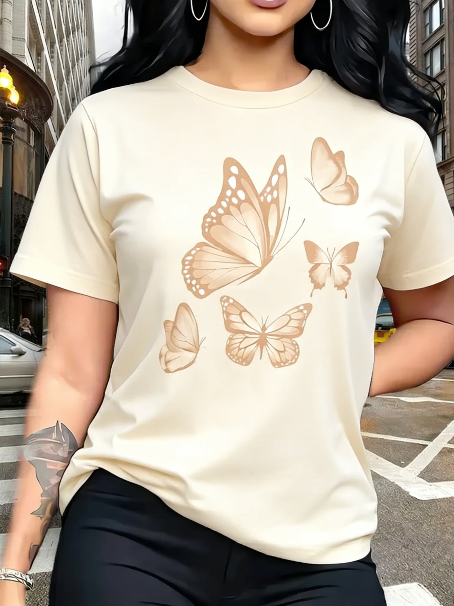 Women's Essential T-Shirt - Round Neck Short Sleeve – Dark Gray / White detail view
