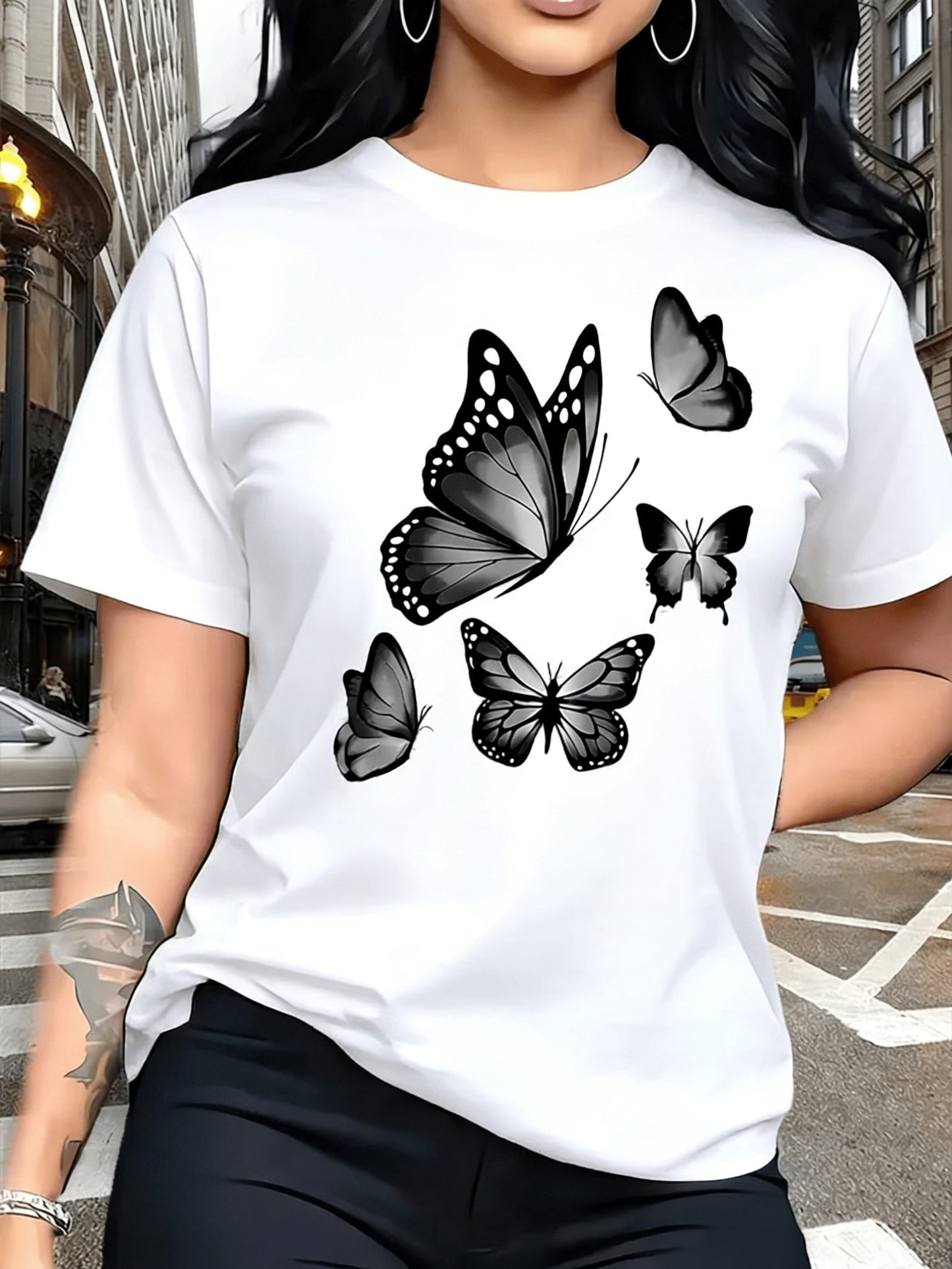 Women's Essential T-Shirt - Round Neck Short Sleeve – Dark Gray / White – Gray option – view 2