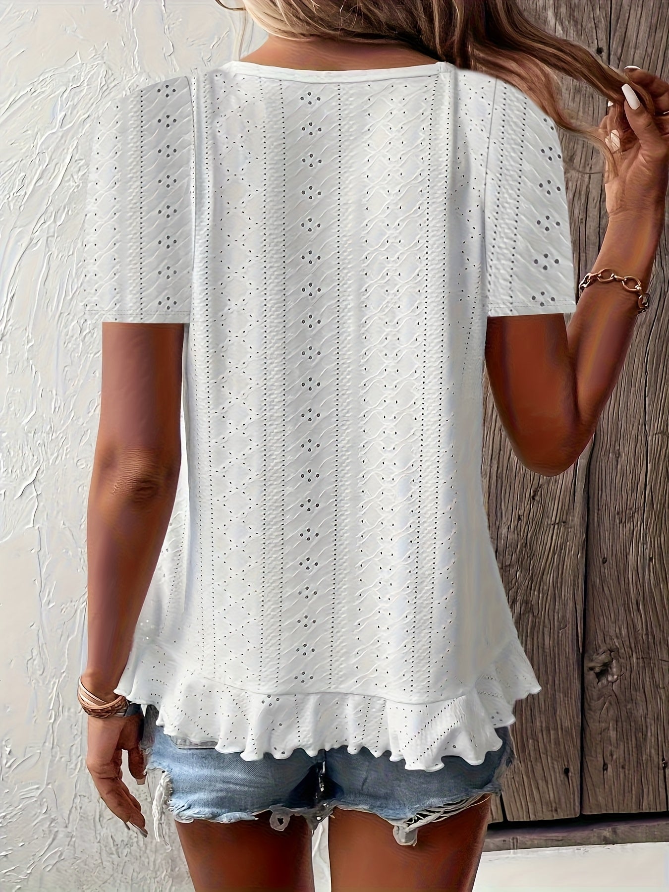Women's Essential T-Shirt - Round Neck Short Sleeve – White / Pink detail view