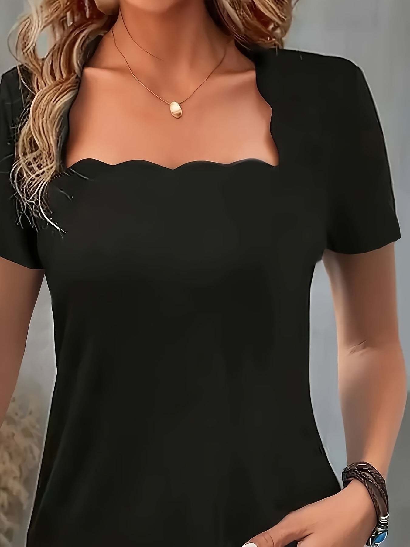 Women's Essential T-Shirt - Square Neck Short Sleeve detail view