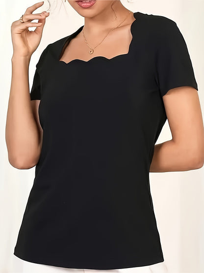 Women's Essential T-Shirt - Square Neck Short Sleeve detail view