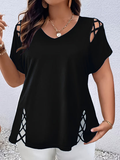 Women's Essential T-Shirt - V-Neck Short Sleeve – Black / Green – view 10