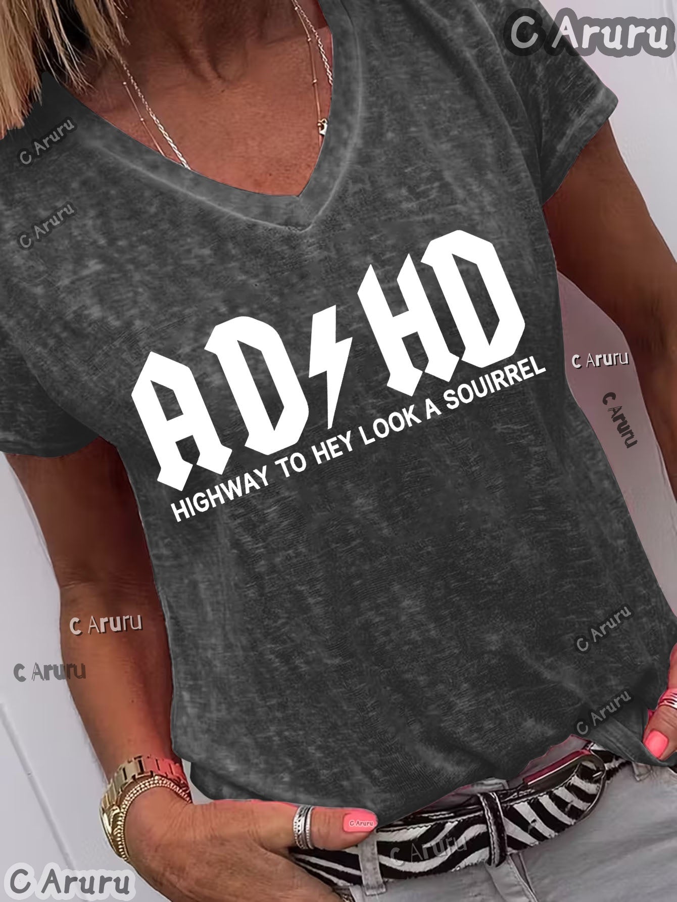 Women's Essential T-Shirt - V-Neck Short Sleeve – Grass Green / Purple – view 2