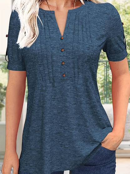 Women's Essential T-Shirt - V-Neck Short Sleeve – Green / Rose Red – Green option – view 8