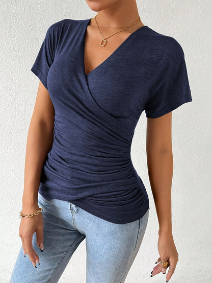 Women's Essential T-Shirt - V-Neck Short Sleeve – Navy Color – Navy option – main product image