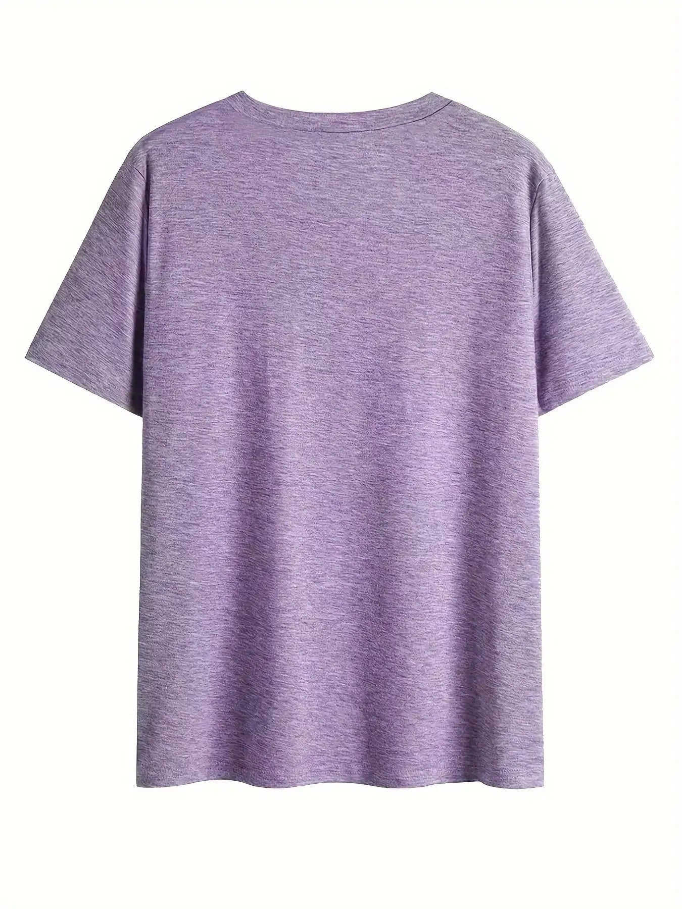 Women's Essential T-Shirt - V-Neck Short Sleeve – Purple / White detail view