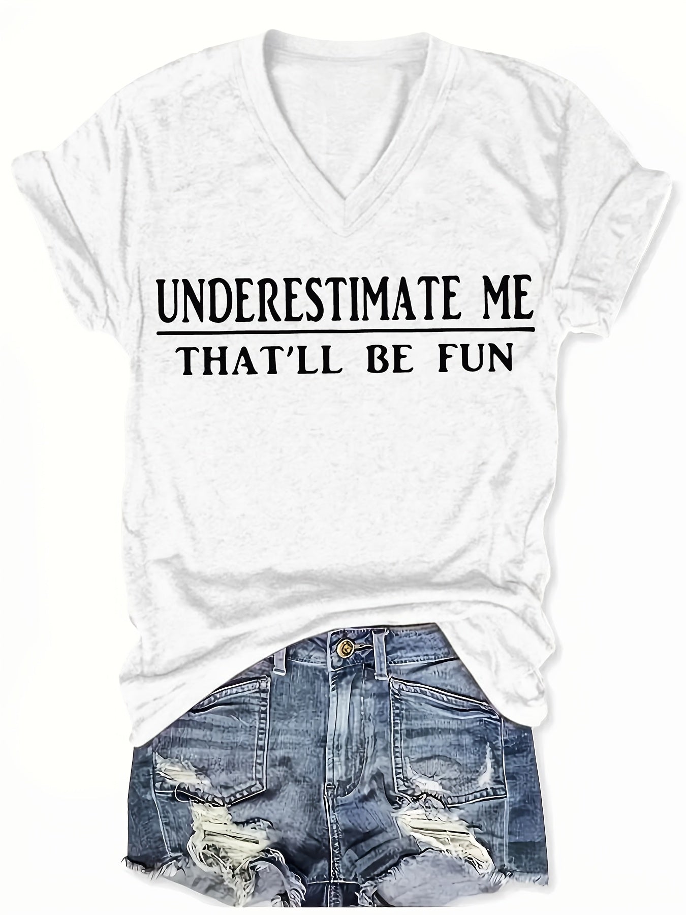 Women's Essential T-Shirt - V-Neck Short Sleeve – Purple / White detail view