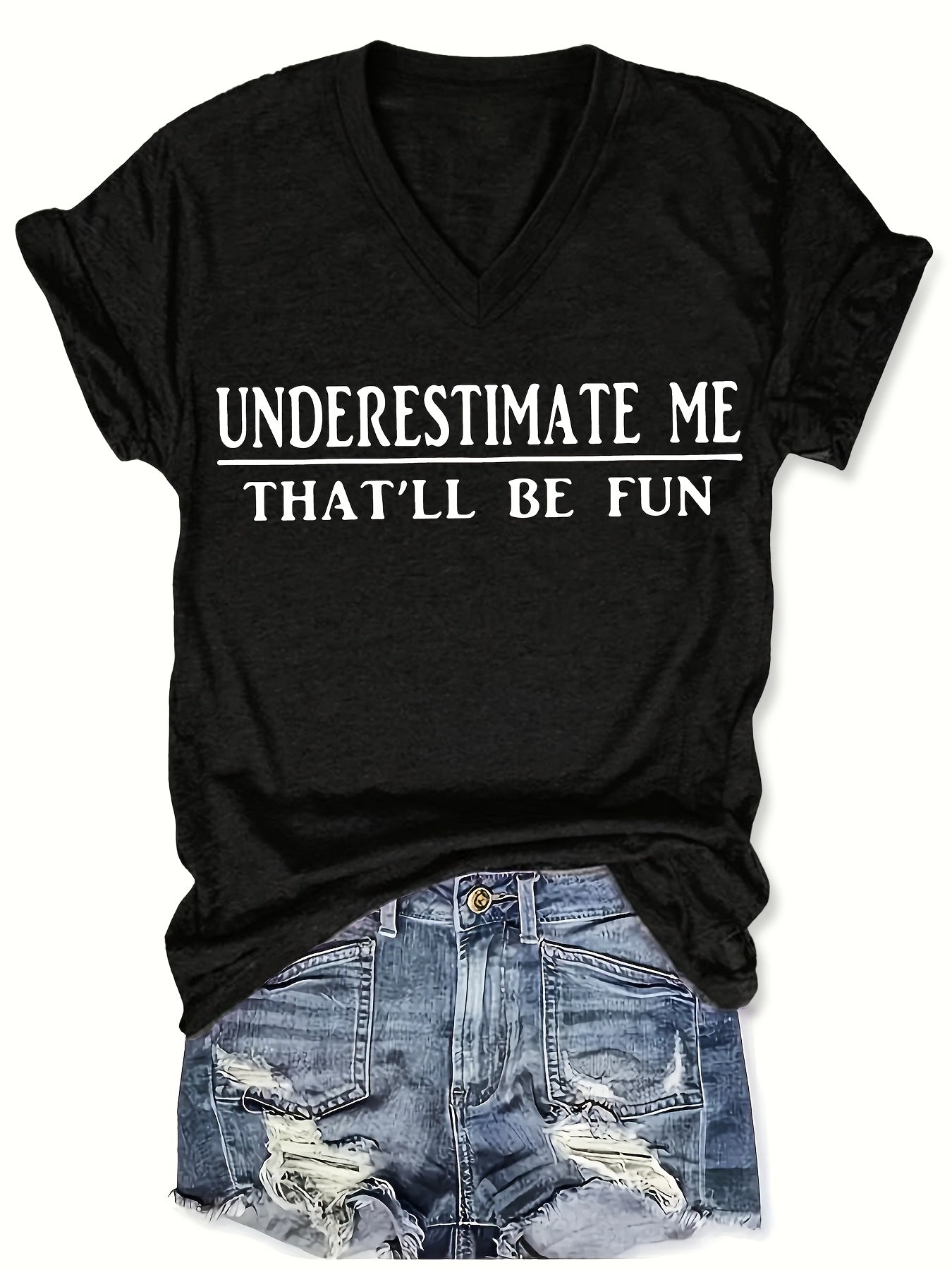 Women's Essential T-Shirt - V-Neck Short Sleeve – Purple / White detail view