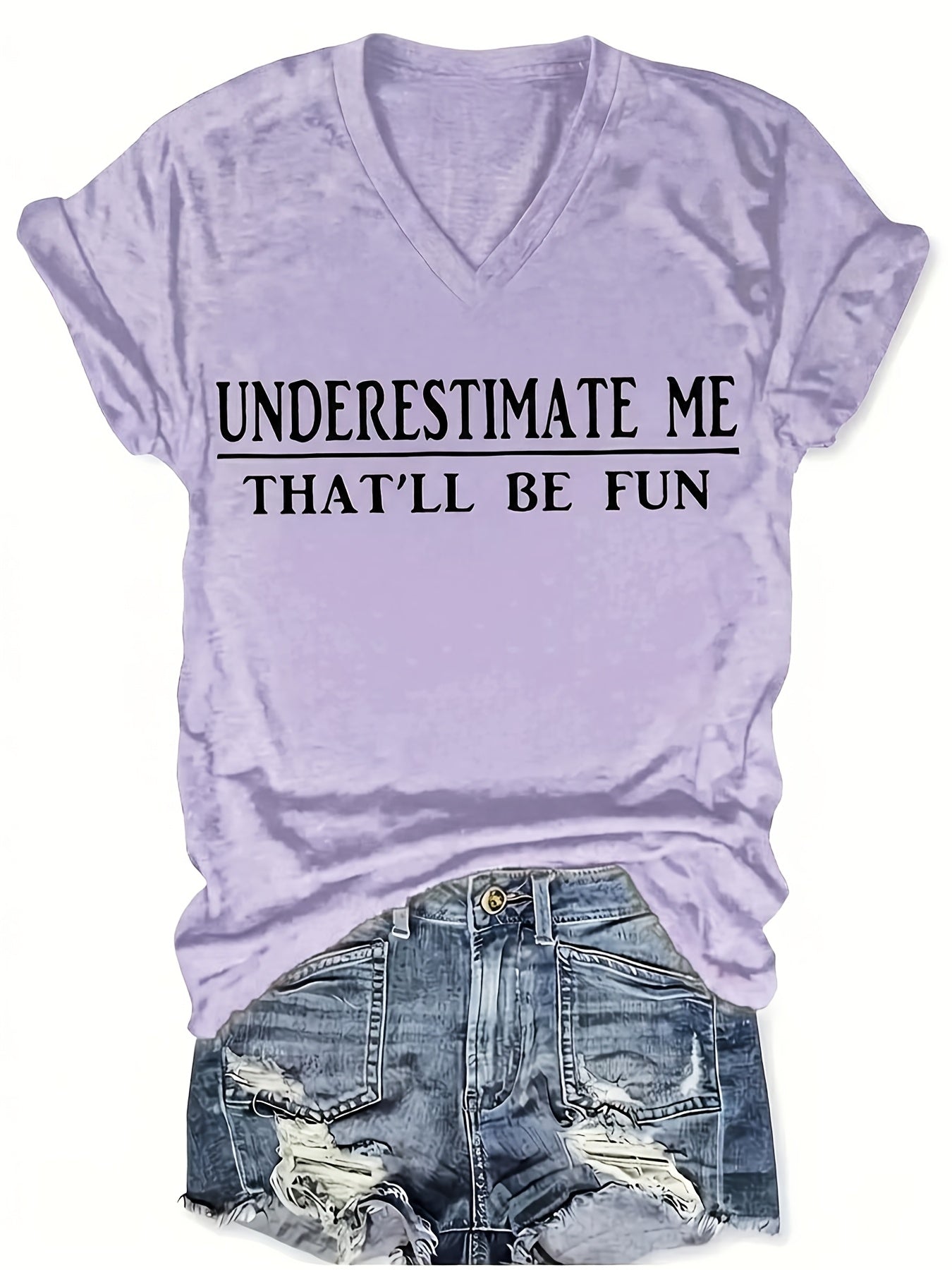 Women's Essential T-Shirt - V-Neck Short Sleeve – Purple / White – Purple option – main product image