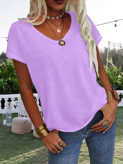 Women's Essential T-Shirt - V-Neck Short Sleeve – Sizes S–M detail view