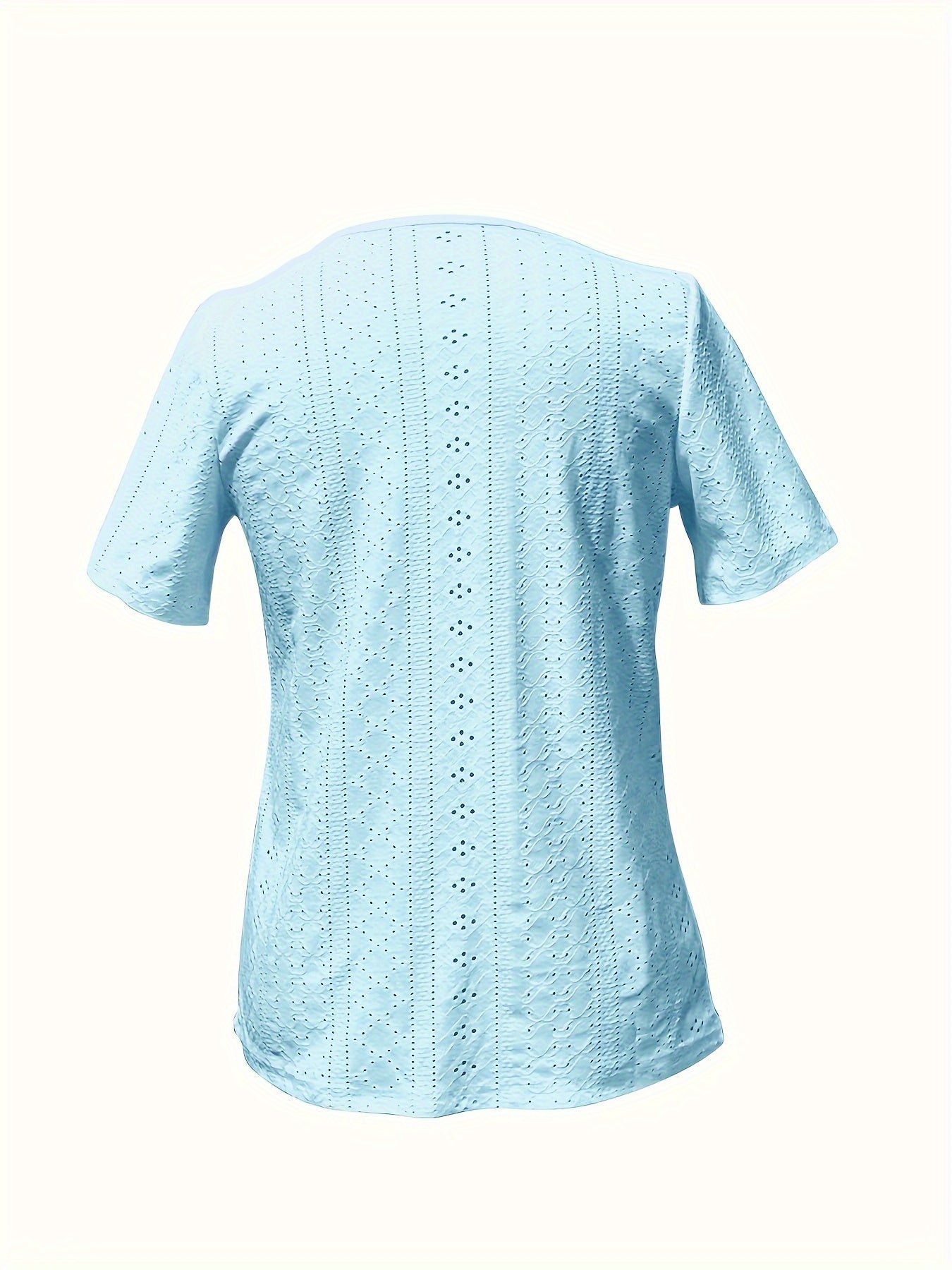 Women's Essential T-Shirt - V-Neck Short Sleeve – White / Light Blue detail view