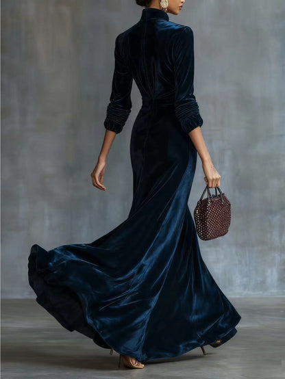Women's Evening Dress - Button Front Event Style detail view