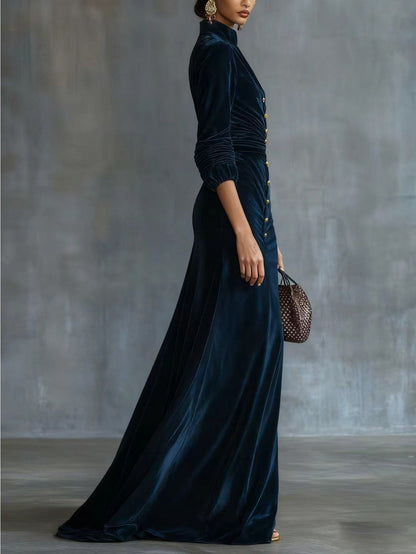 Women's Evening Dress - Button Front Event Style detail view