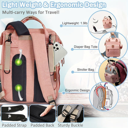 Women's Everyday Diaper Bag – pink color / Green – view 6