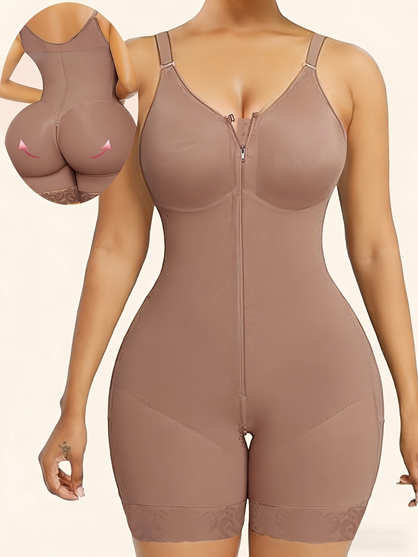 Women's Firm Control Shapewear Bodysuit - Zip Front Body Smoothing – view 2
