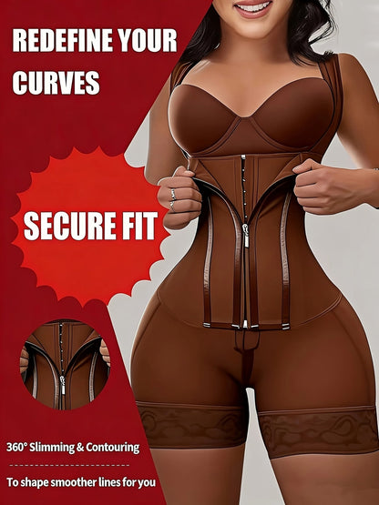 Women's Firm Control Shapewear Bodysuit - Zip Front Body Smoothing, Light Purple – view 3