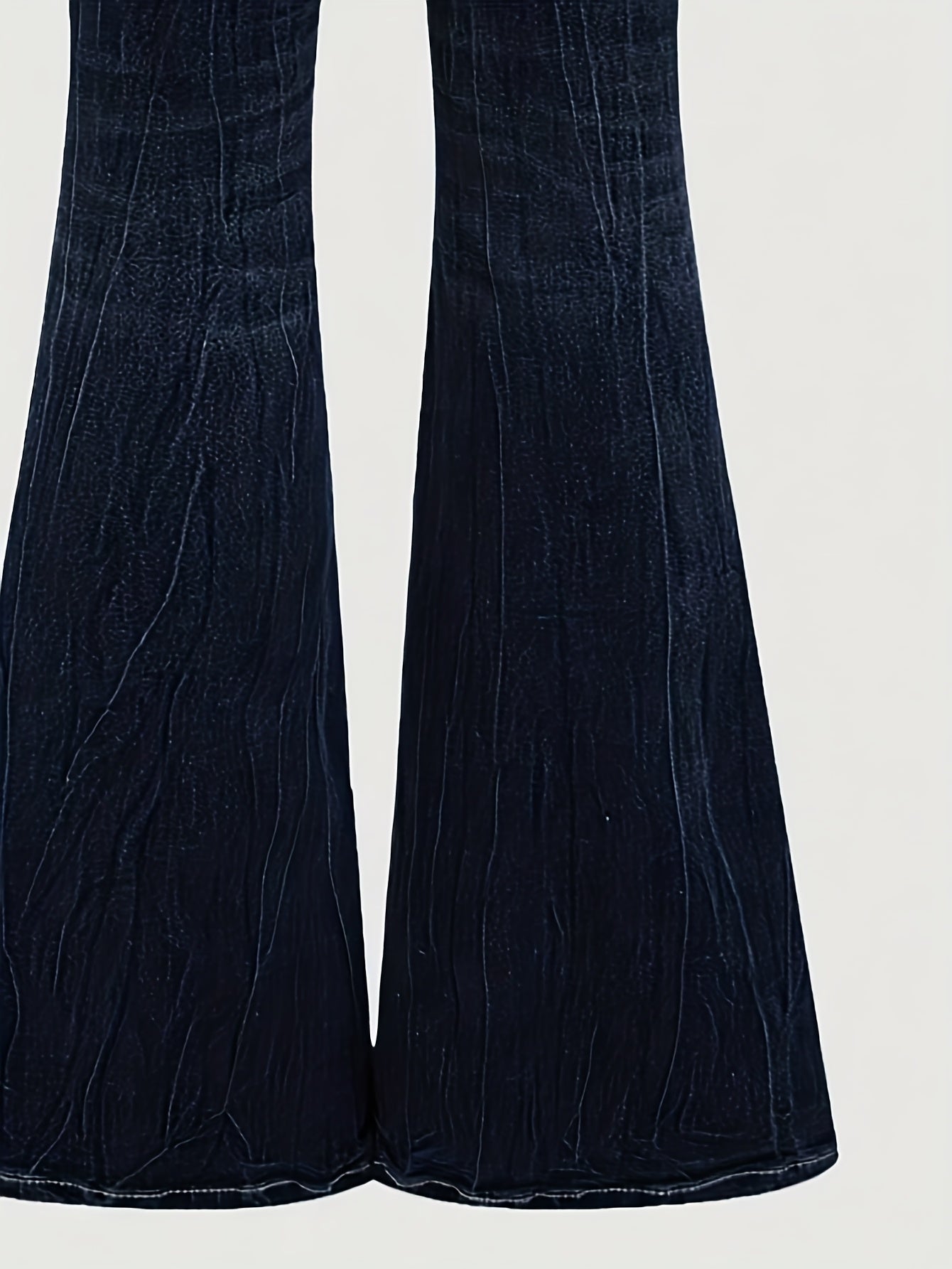Women's Flare Jeans - Black Embroidered detail view