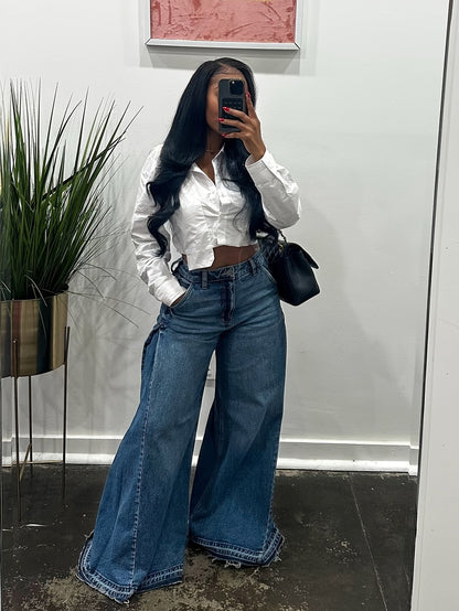 Women's Flare Jeans - Blue detail view