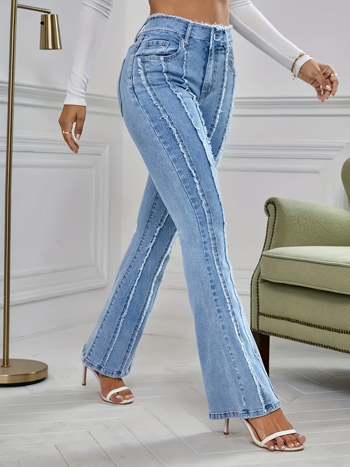 Women's Flare Jeans - Deep Sky Blue – Blue option – main product image