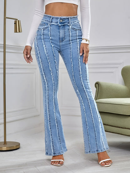 Women's Flare Jeans - Deep Sky Blue detail view