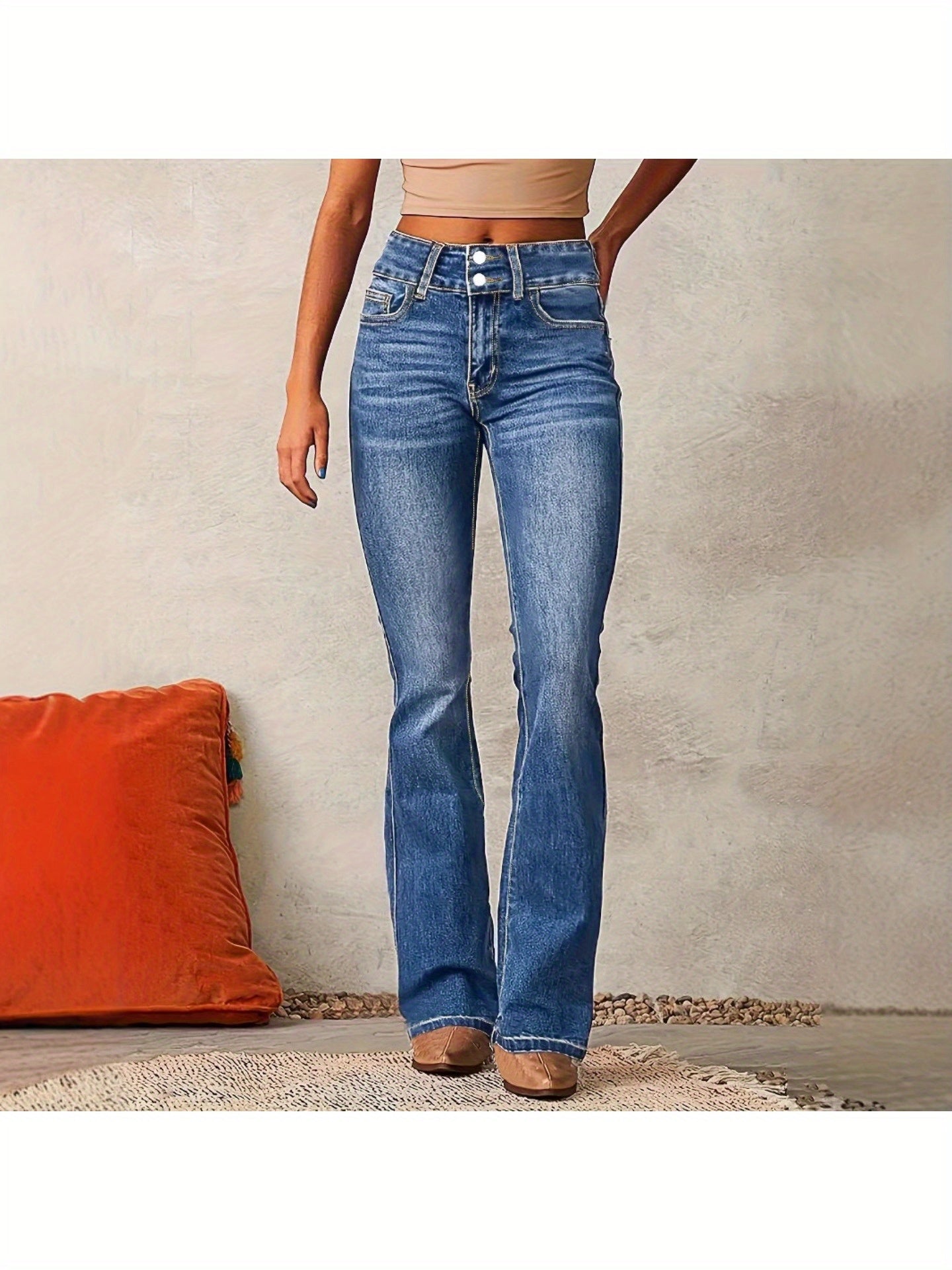 Women's Flare Jeans - Light Blue detail view