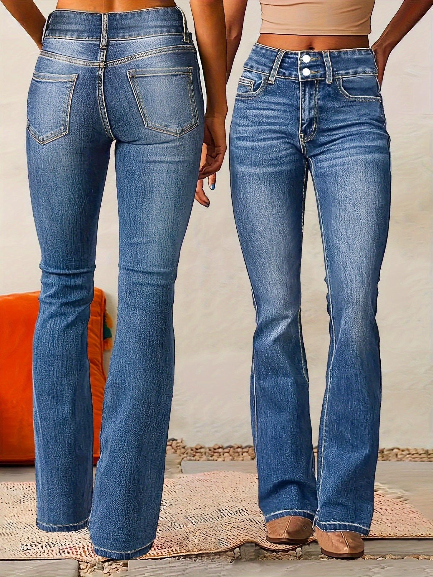 Women's Flare Jeans - Light Blue detail view