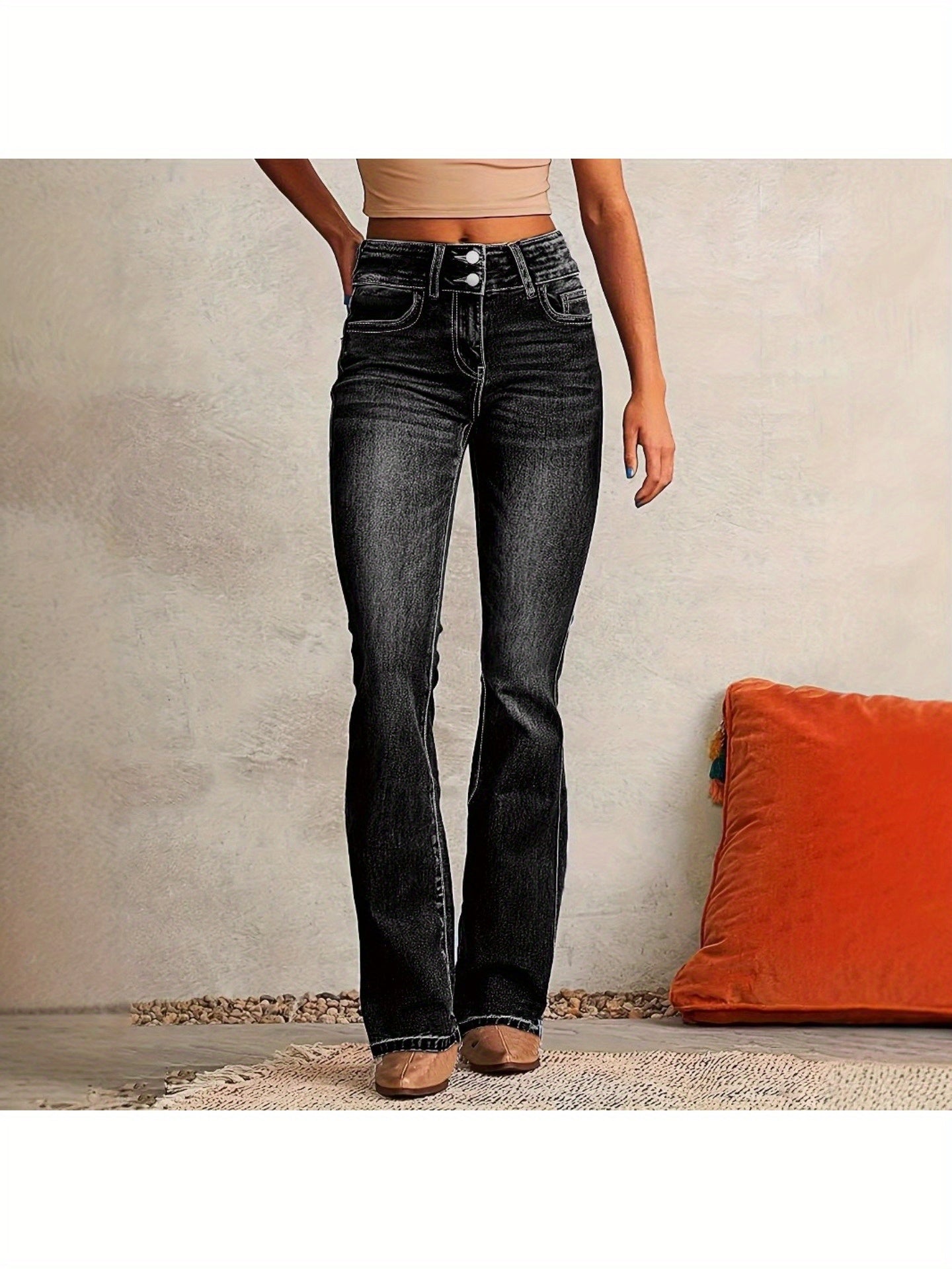 Women's Flare Jeans - Light Blue detail view