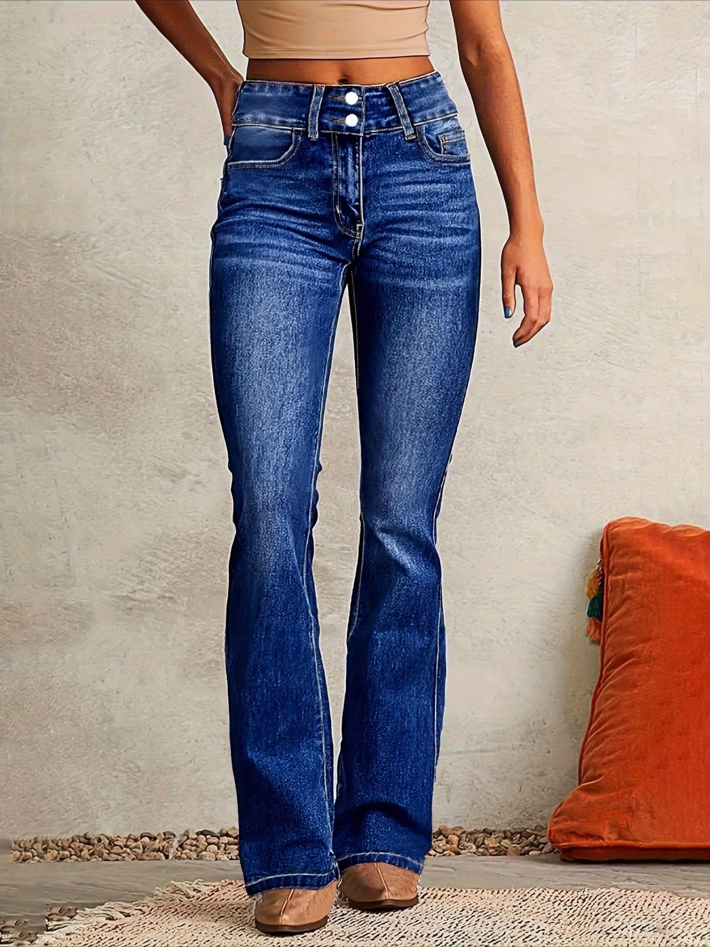 Women's Flare Jeans - Light Blue detail view