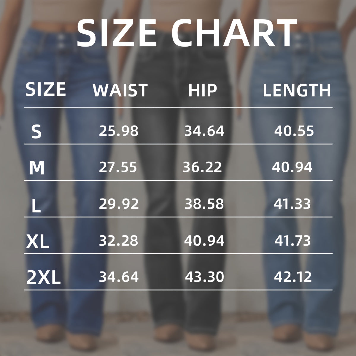 Women's Flare Jeans - Light Blue Button Detail Stretch detail view