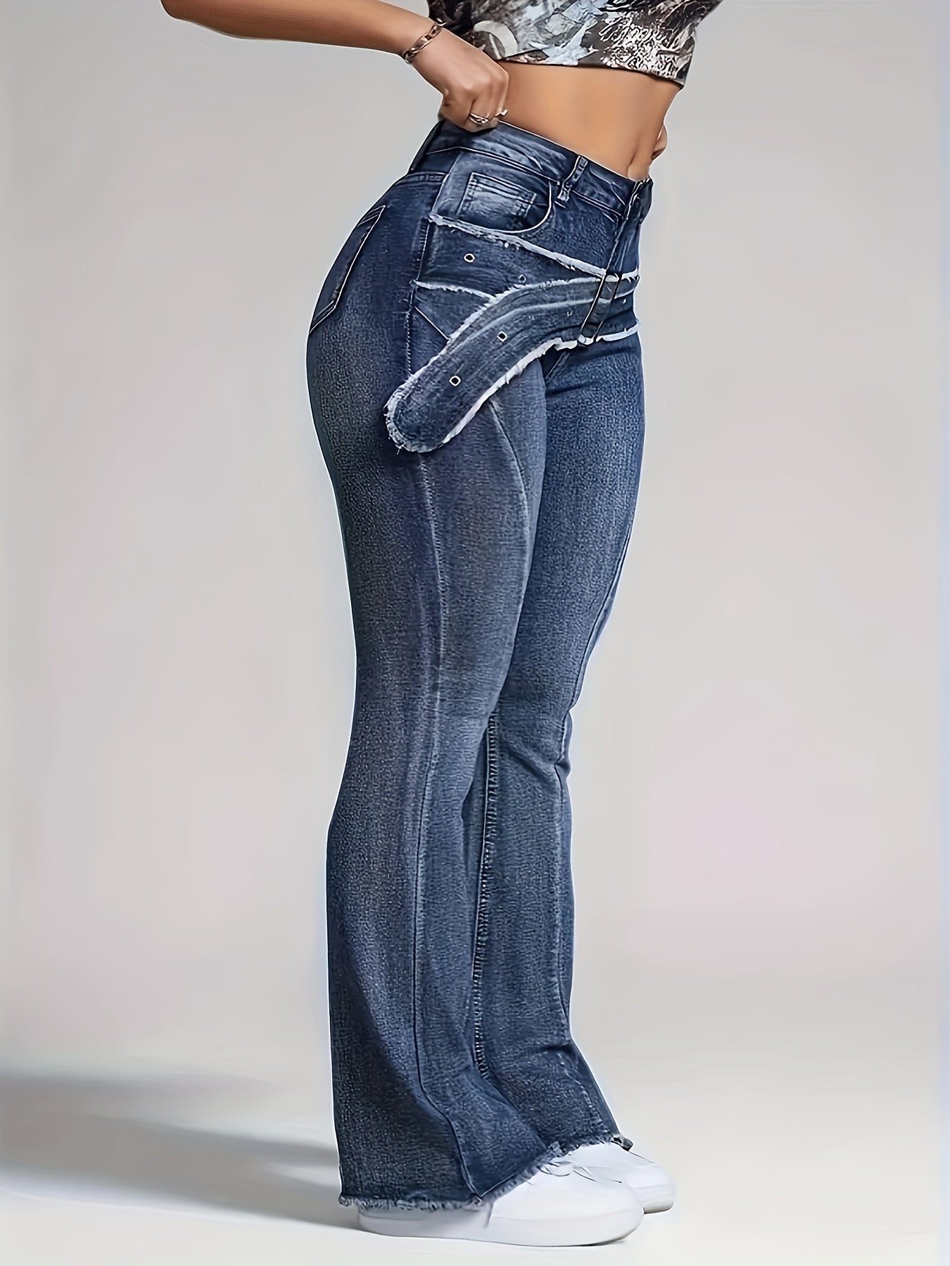 Women's Flare Jeans - Medium Blue detail view