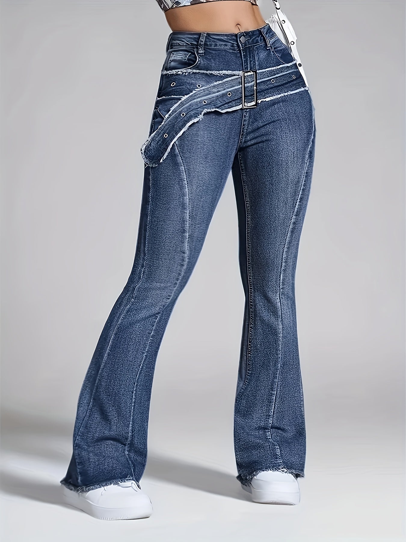 Women's Flare Jeans - Medium Blue detail view
