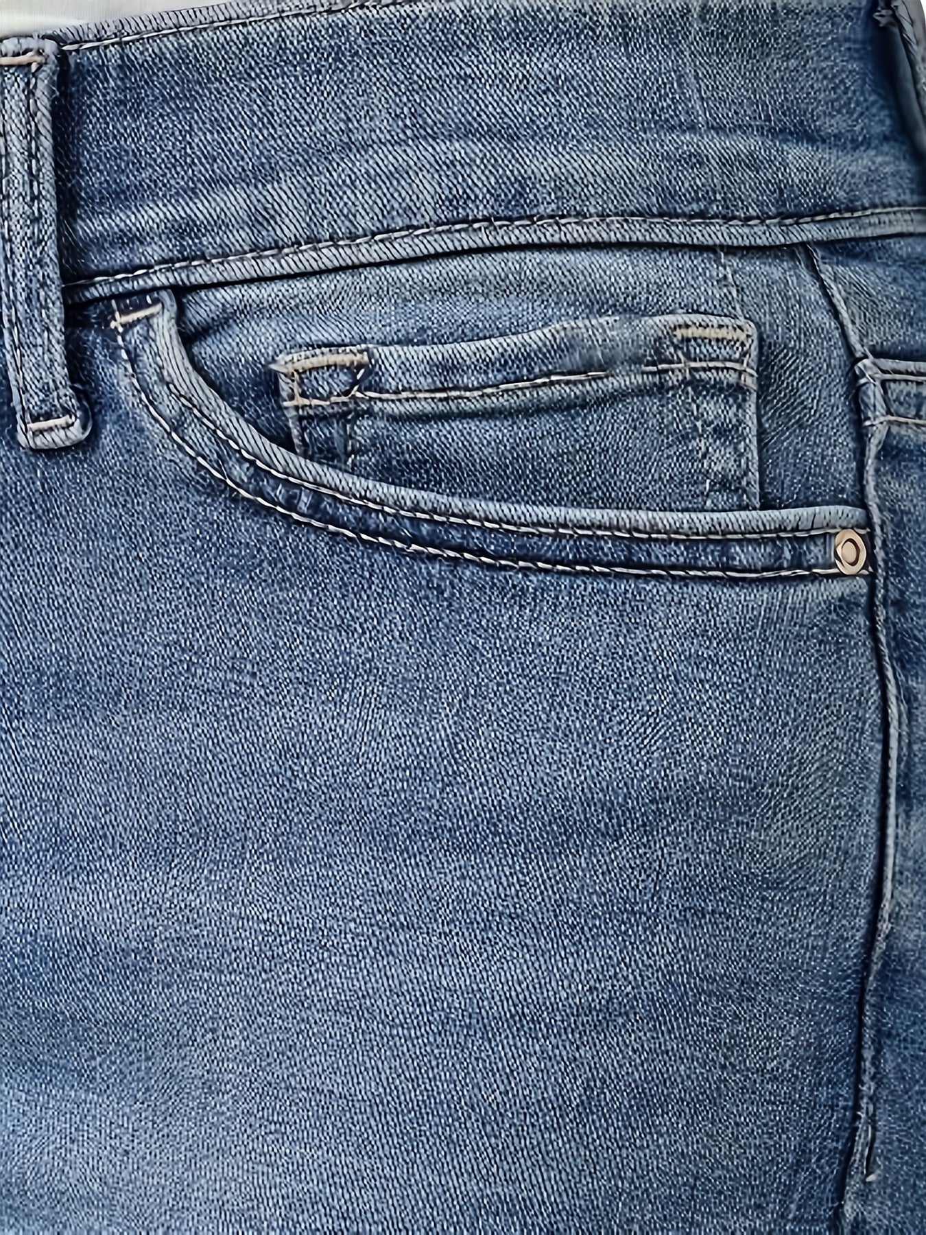 Women's Flare Jeans - Peacock Blue Pocket Detail Stretch detail view