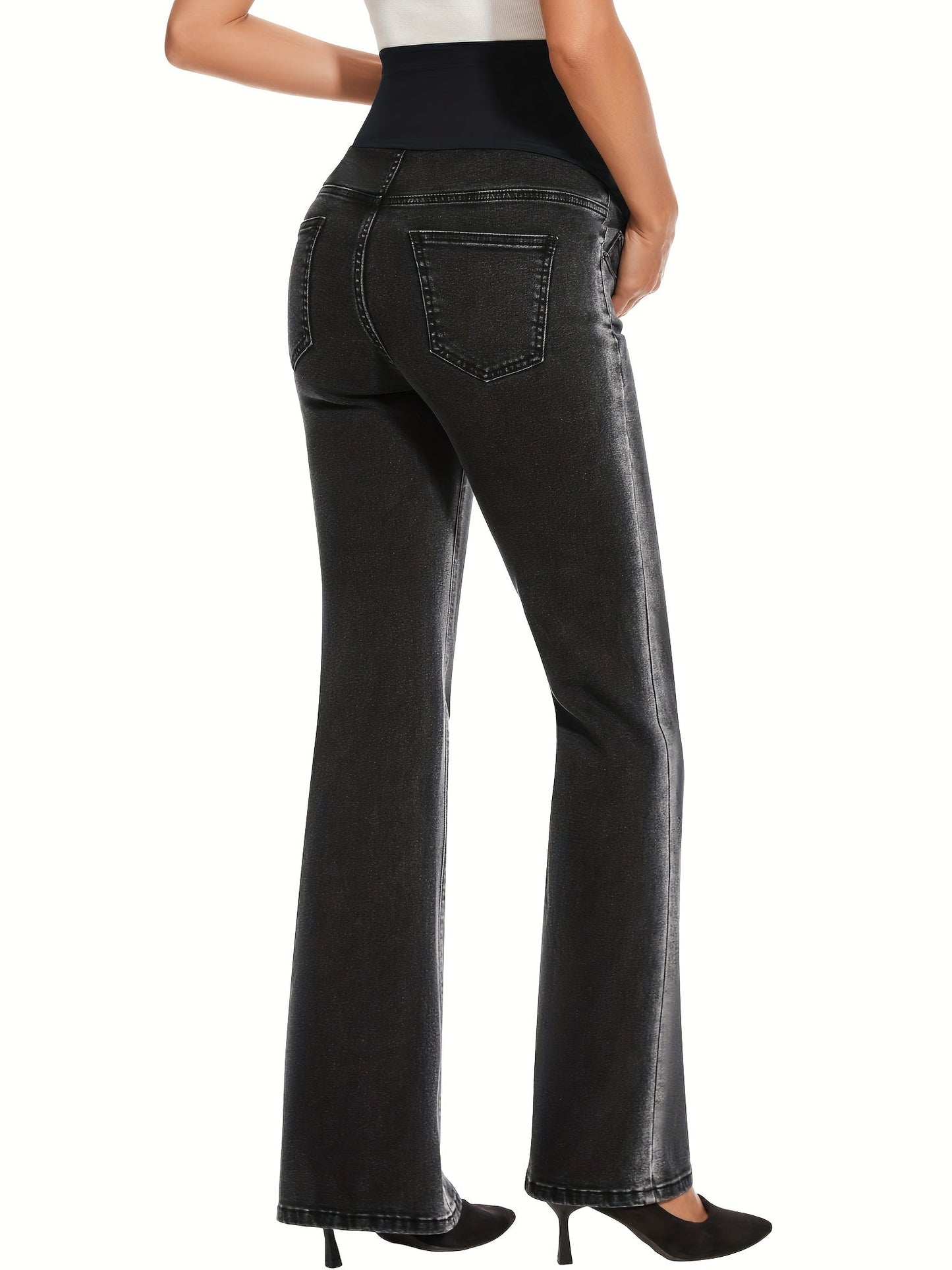 Women's Flare Jeans - Washed Black Pocket Detail detail view