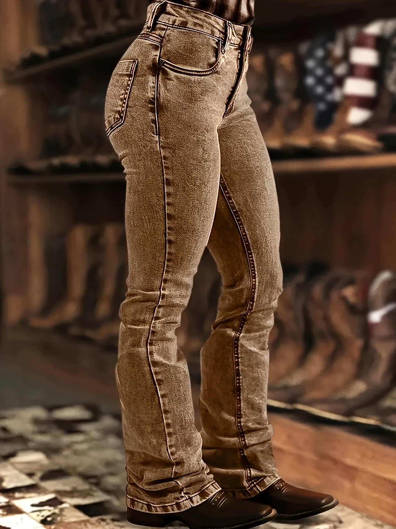 Women's Flare Pants – Brown / Purple – Brown option – view 3