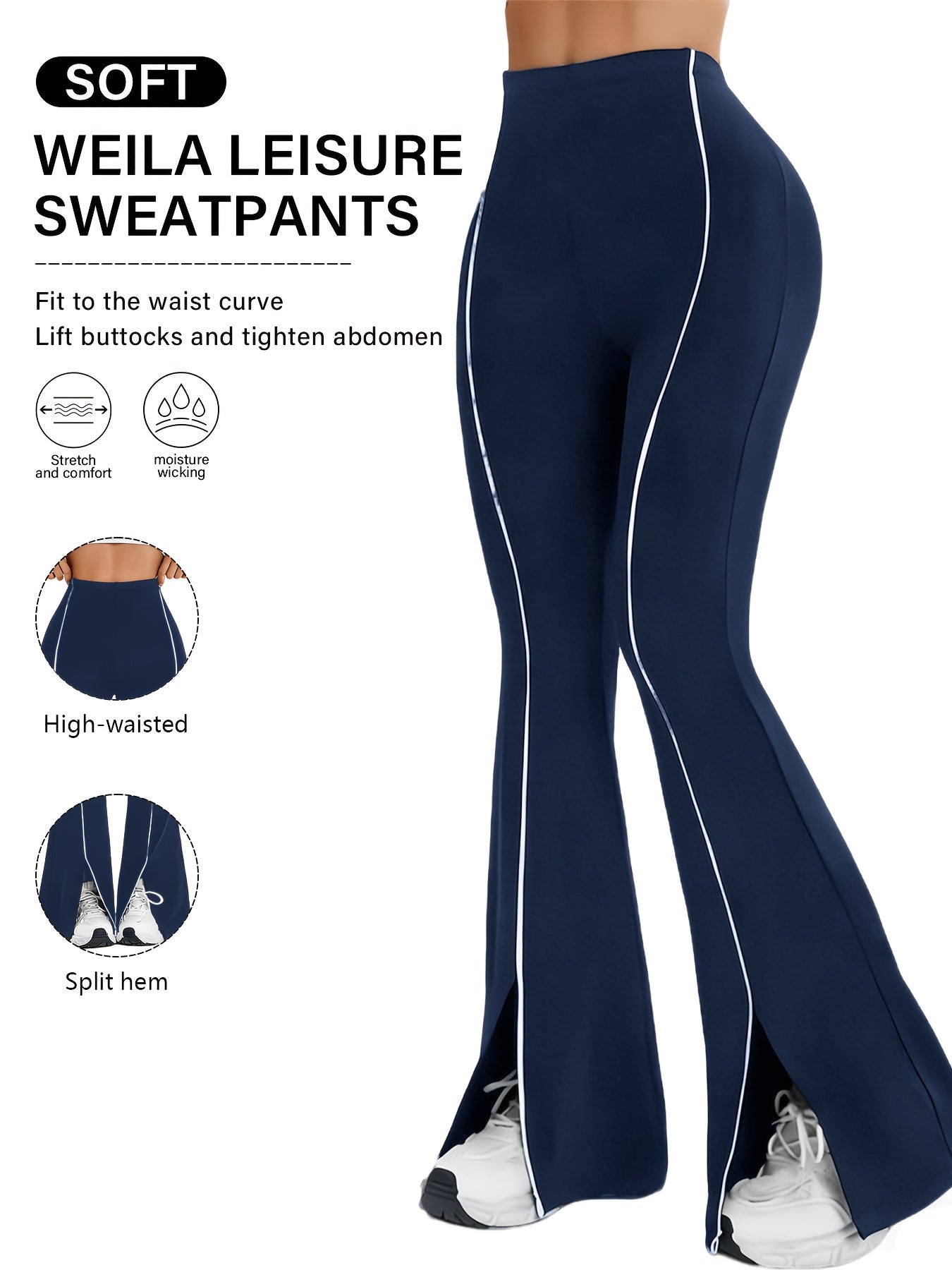 Women's Flare Pants - High Waist Flared leg detail view