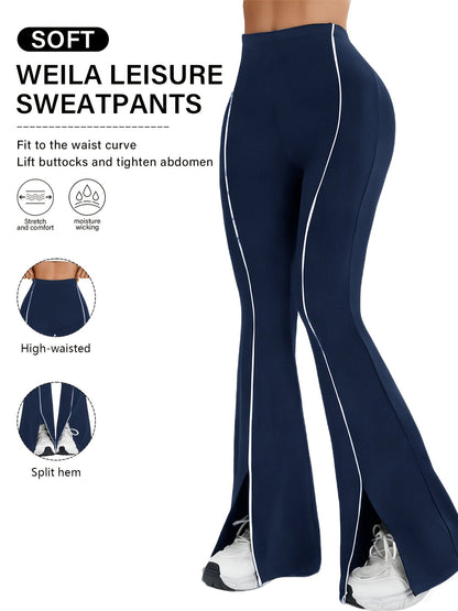 Women's Flare Pants - High Waist Flared leg detail view
