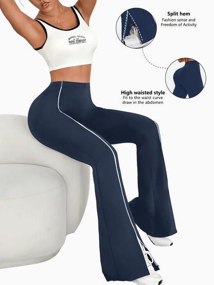 Women's Flare Pants - High Waist Flared leg detail view