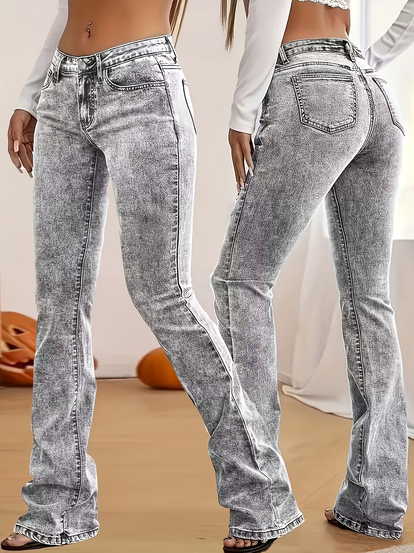Women's Flare Pants - Stretch Flared leg 84 – Grey option – main product image