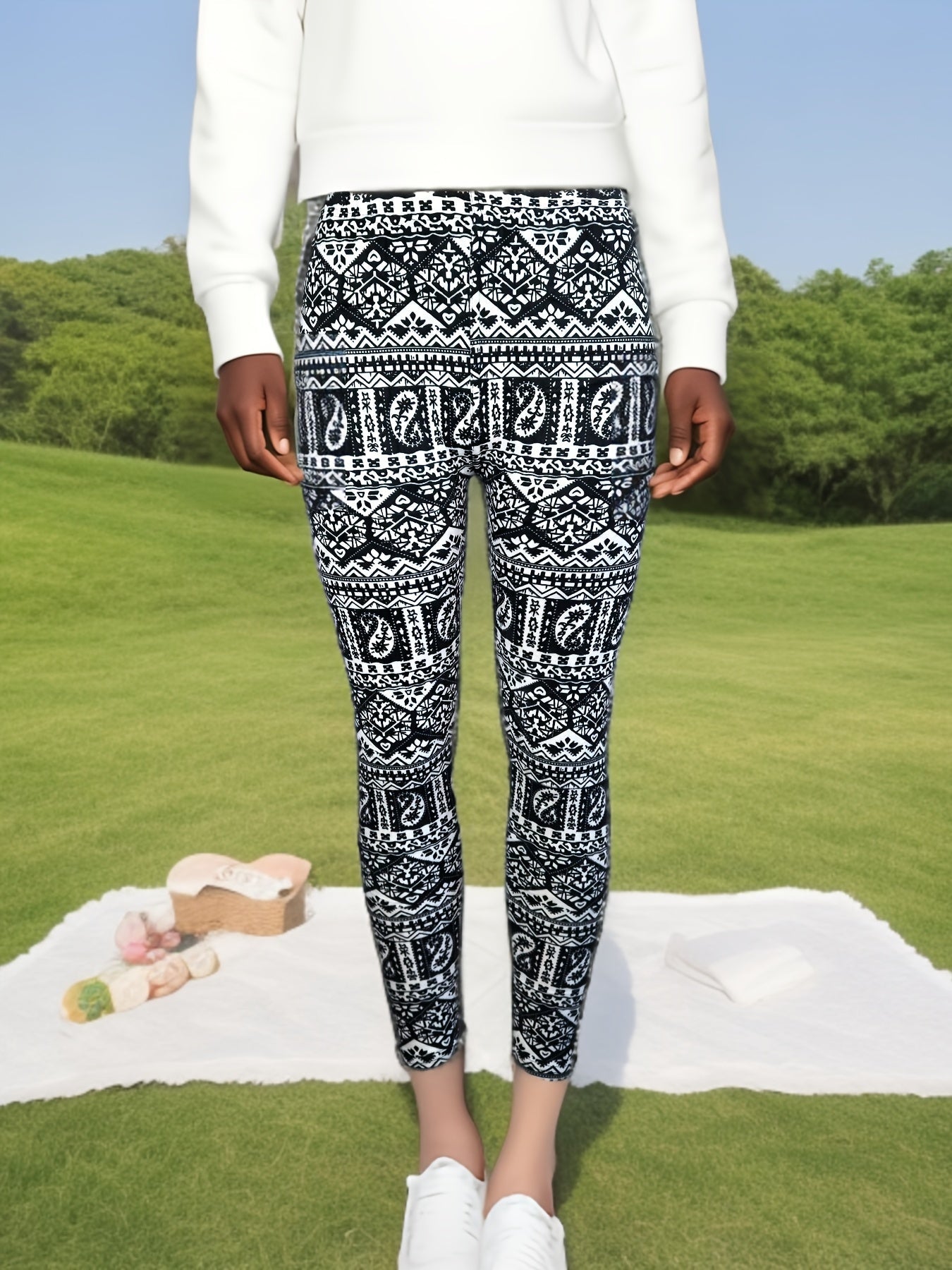 Women's Fleece-Lined Leggings - Elastic Waist Stretch Fit – view 3