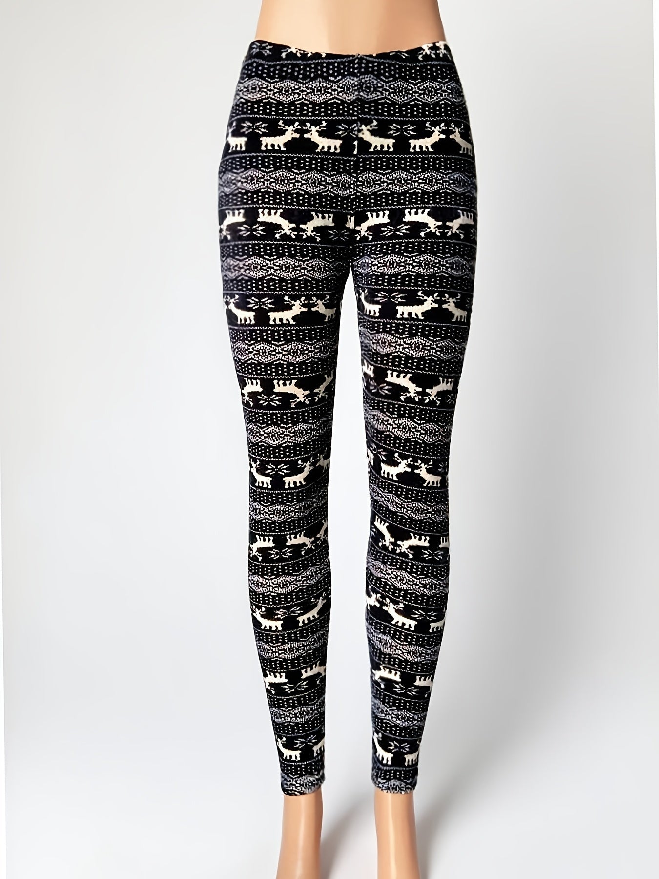 Women's Fleece-Lined Leggings - Elastic Waist Stretch Fit detail view