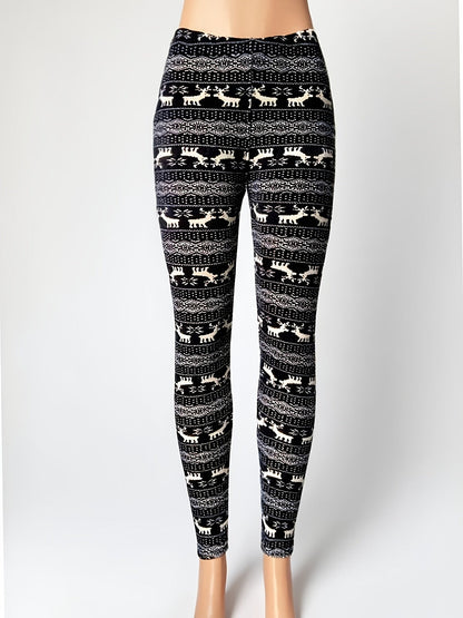 Women's Fleece-Lined Leggings - Elastic Waist Stretch Fit detail view